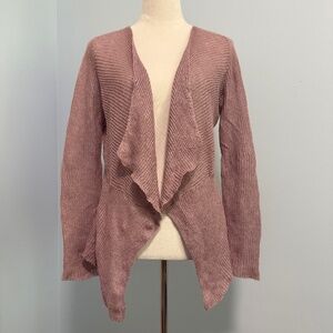 Eileen Fisher‎ Linen/cotton Purple Cascading Front Cardigan Loose Knit Sweater S